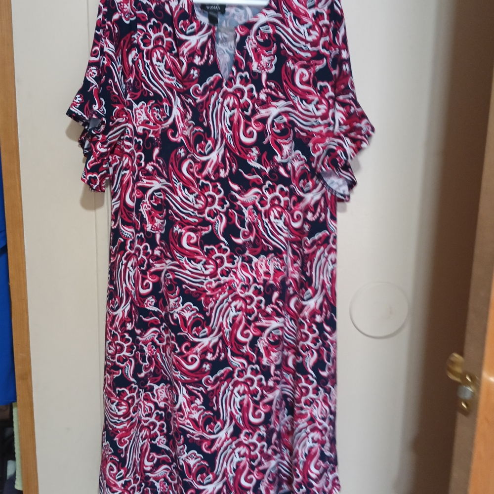 Red and White Patterned Dress